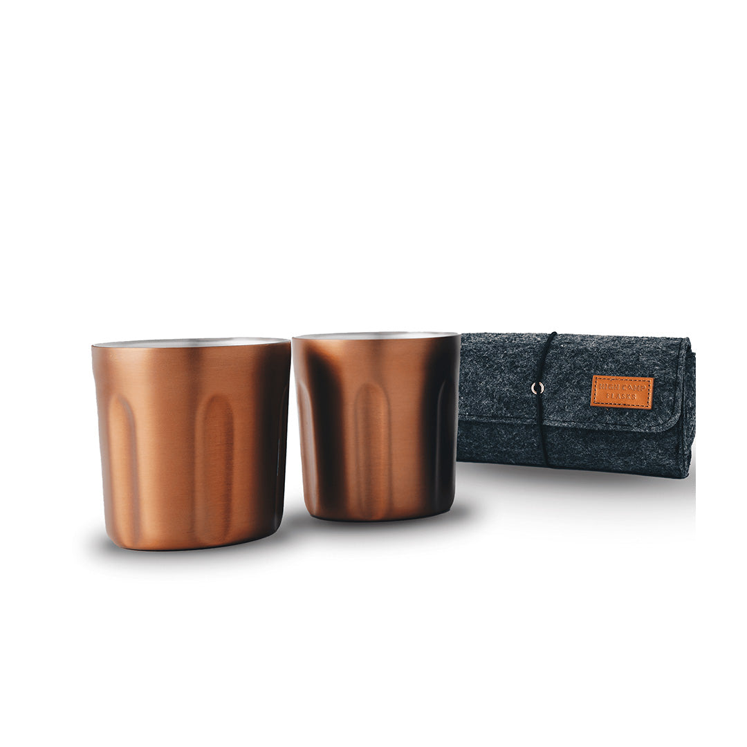 High Camp Flasks Tumbler 2-Pack + Soft Case - Copper - Soil + Bone